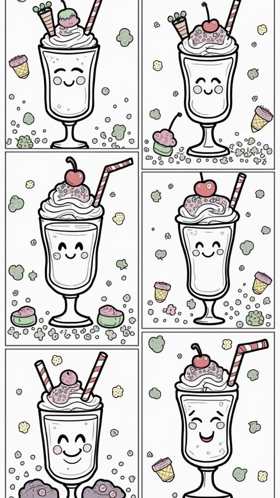 cute milkshake coloring pages